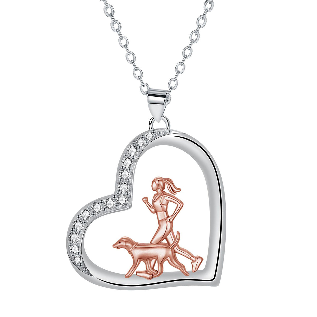 Copper With Silver/Rosegold Plated Heart Pendant Necklace