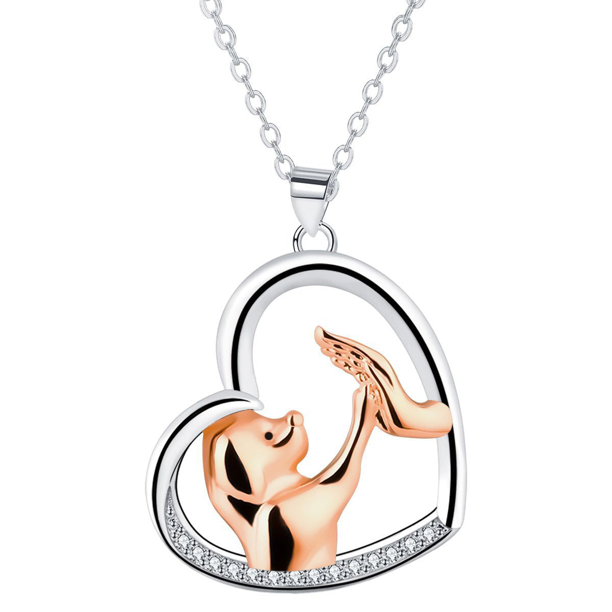 Copper With Silver/Rosgold Plated Heart Pendant Necklace