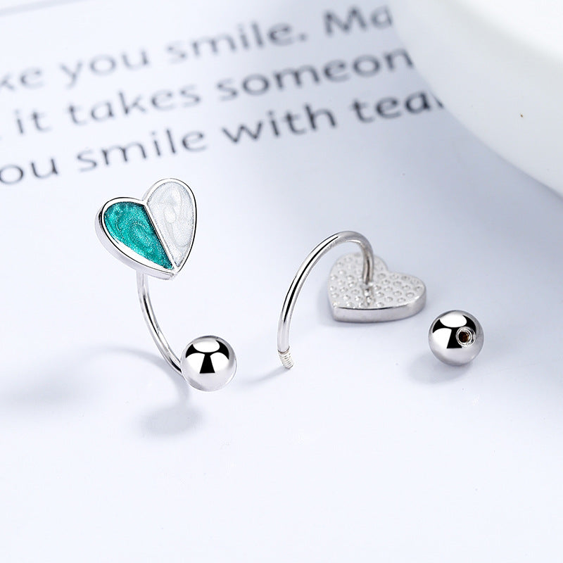 925 Sterling Silver Heart Screwed Earrings