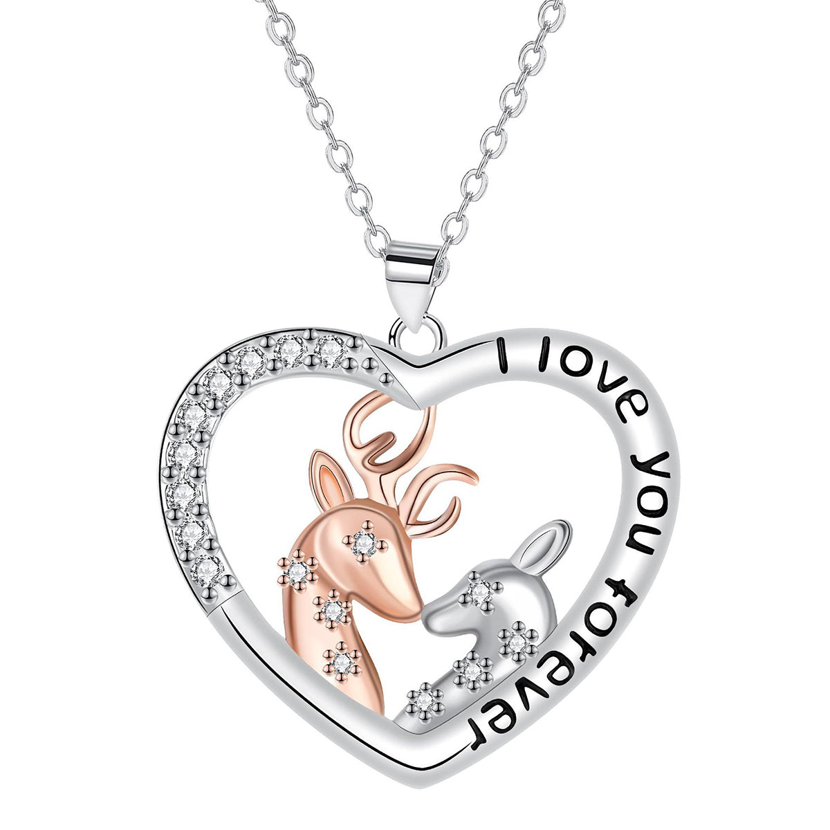 Copper With Silver/Rosegold Plated Heart Pendant Necklace