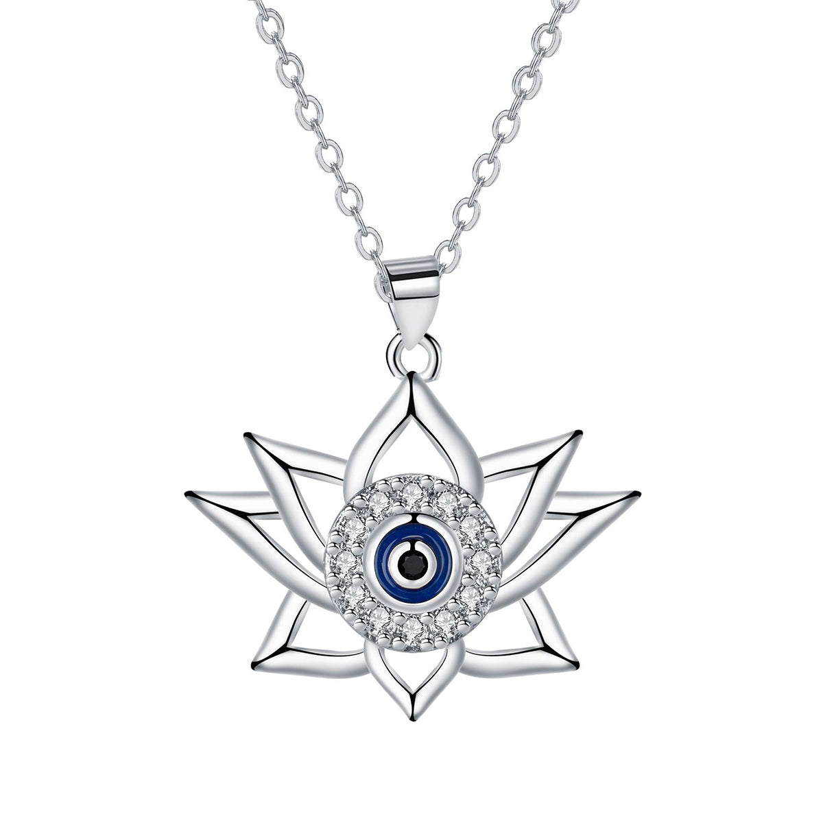 Copper With Silver Plated Eye Pendant Necklace