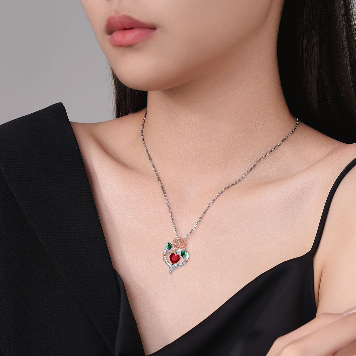 Copper With Silver/Rosegold Plated Heart Mom Pendant Necklace