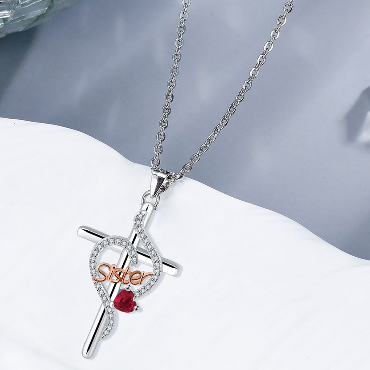 Copper With Silver/Rosgold Plated Cross Pendant Necklace