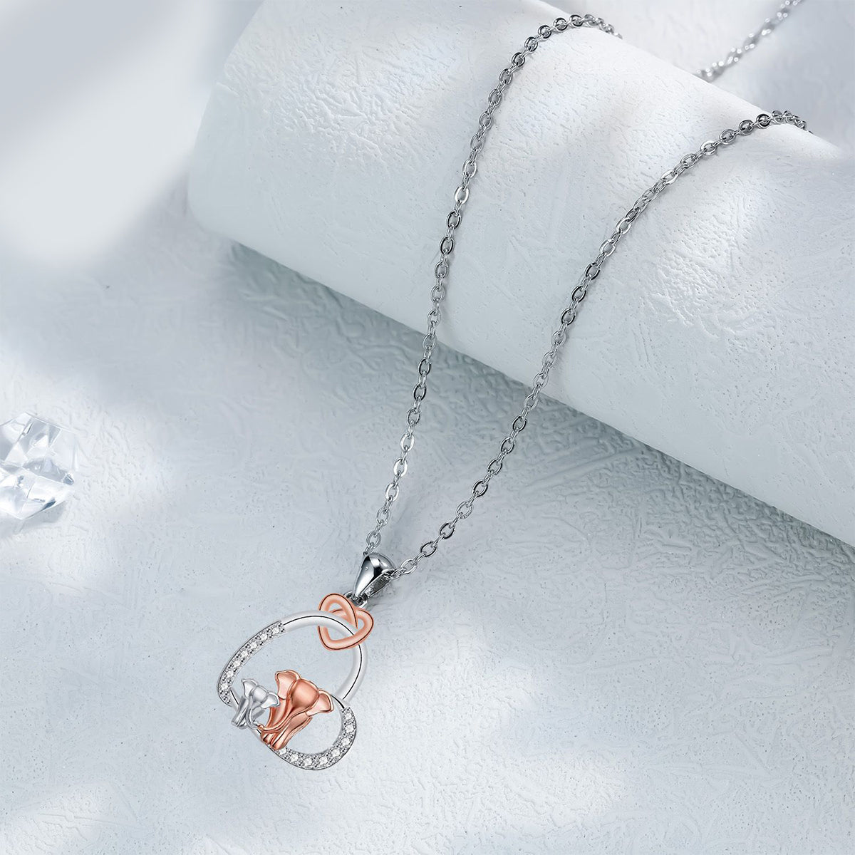Copper With Silver/Rosegold Plated Heart Pendant Necklace