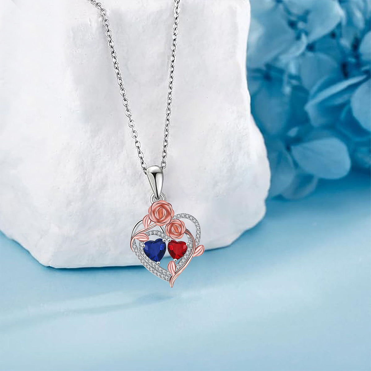Copper With Silver/Rosegold Plated Heart Pendant Necklace