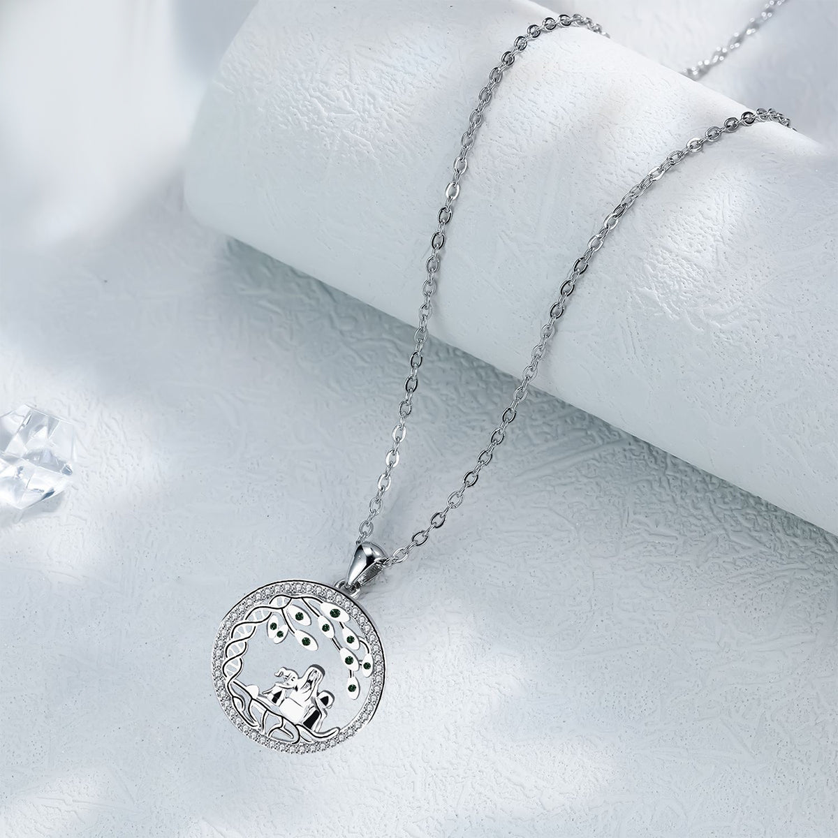 Copper With Silver Plated Round Tree Pendant Necklace