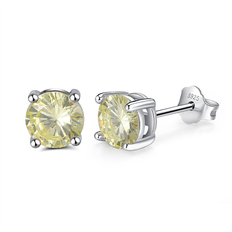 925 Sterling Silver 4 Claws 6mm Round Birthstone Earrings