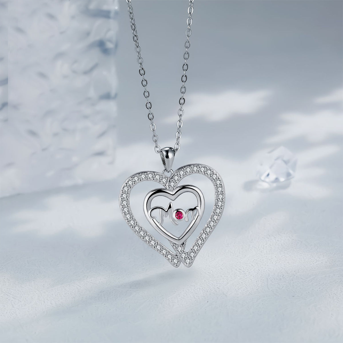 Copper With Silver Plated Mom Heart Pendant Necklace