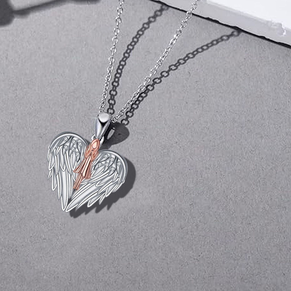 Copper With Silver/Rosegold Plated Heart Pendant Necklace