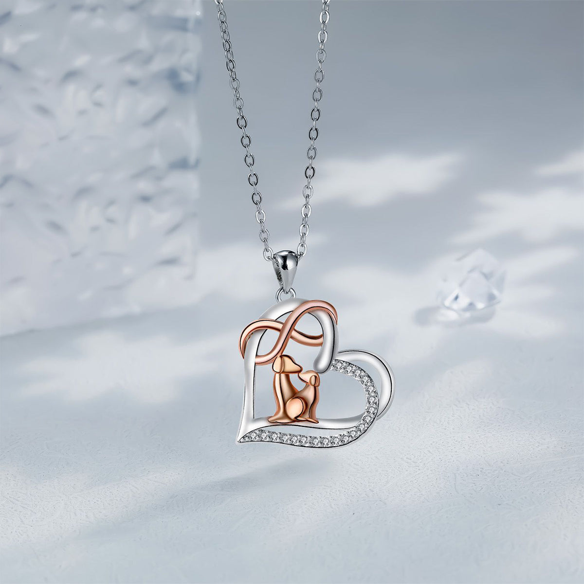 Copper With Silver/Rosegold Plated Heart Pendant Necklace