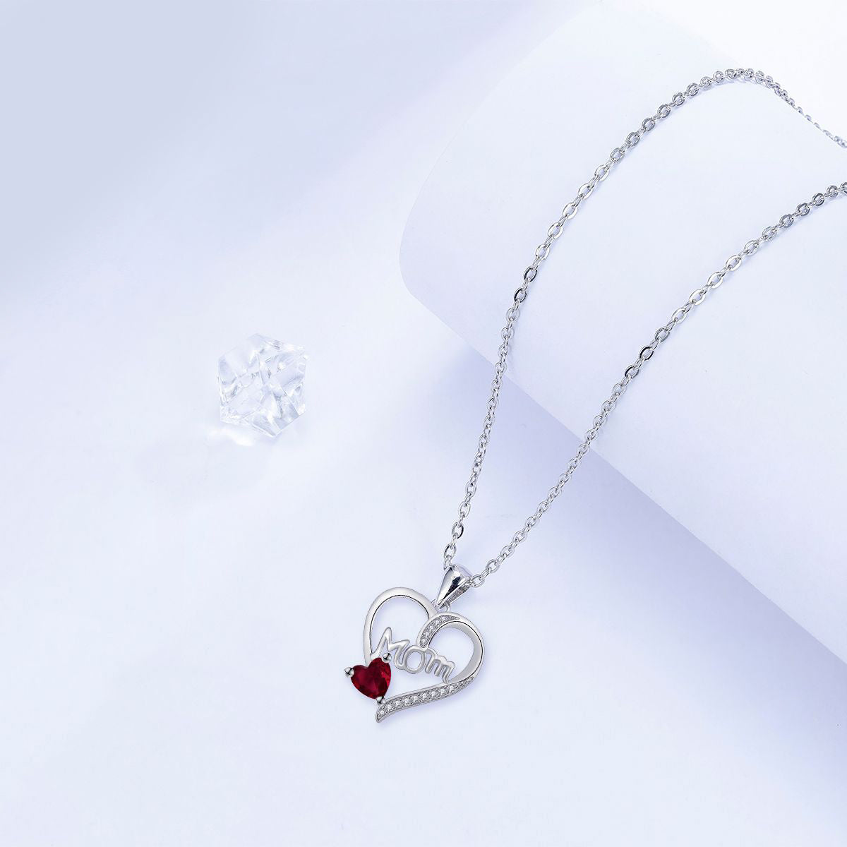 Copper With Silver Plated Mom Heart Pendant Necklace for Women