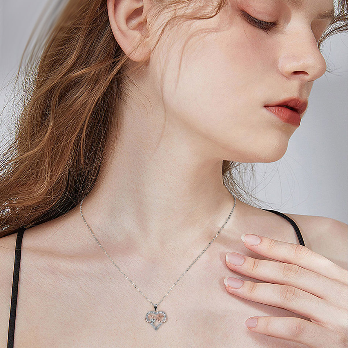 Copper With Silver/Rosegold Plated Heart Pendant Necklace