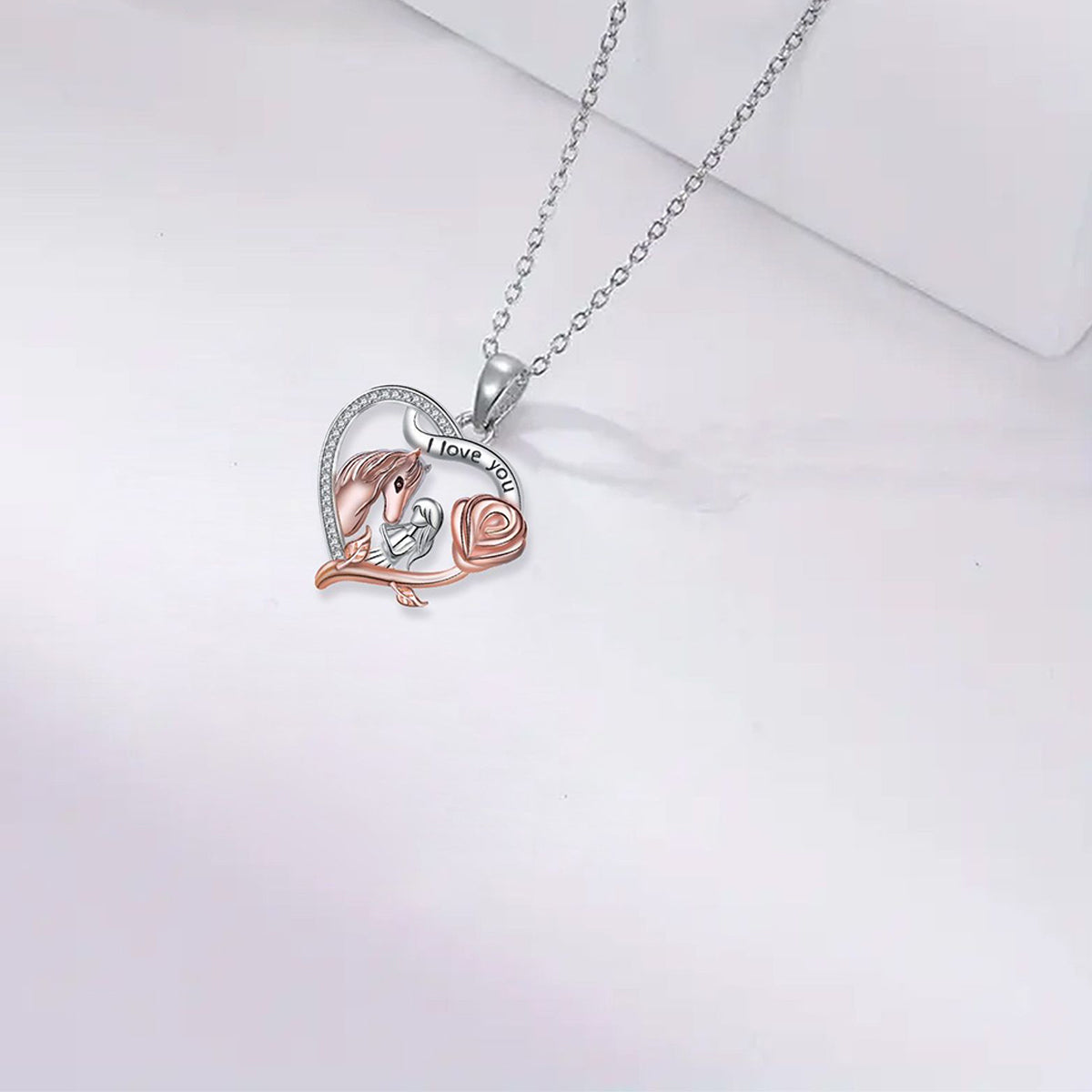 Copper With Silver/Rosegold Plated Heart Pendant Necklace