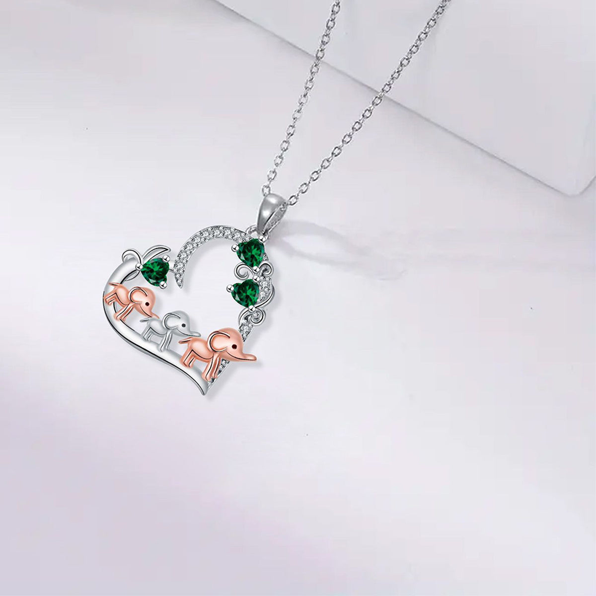 Copper With Silver/Rosegold Plated Heart Pendant Necklace