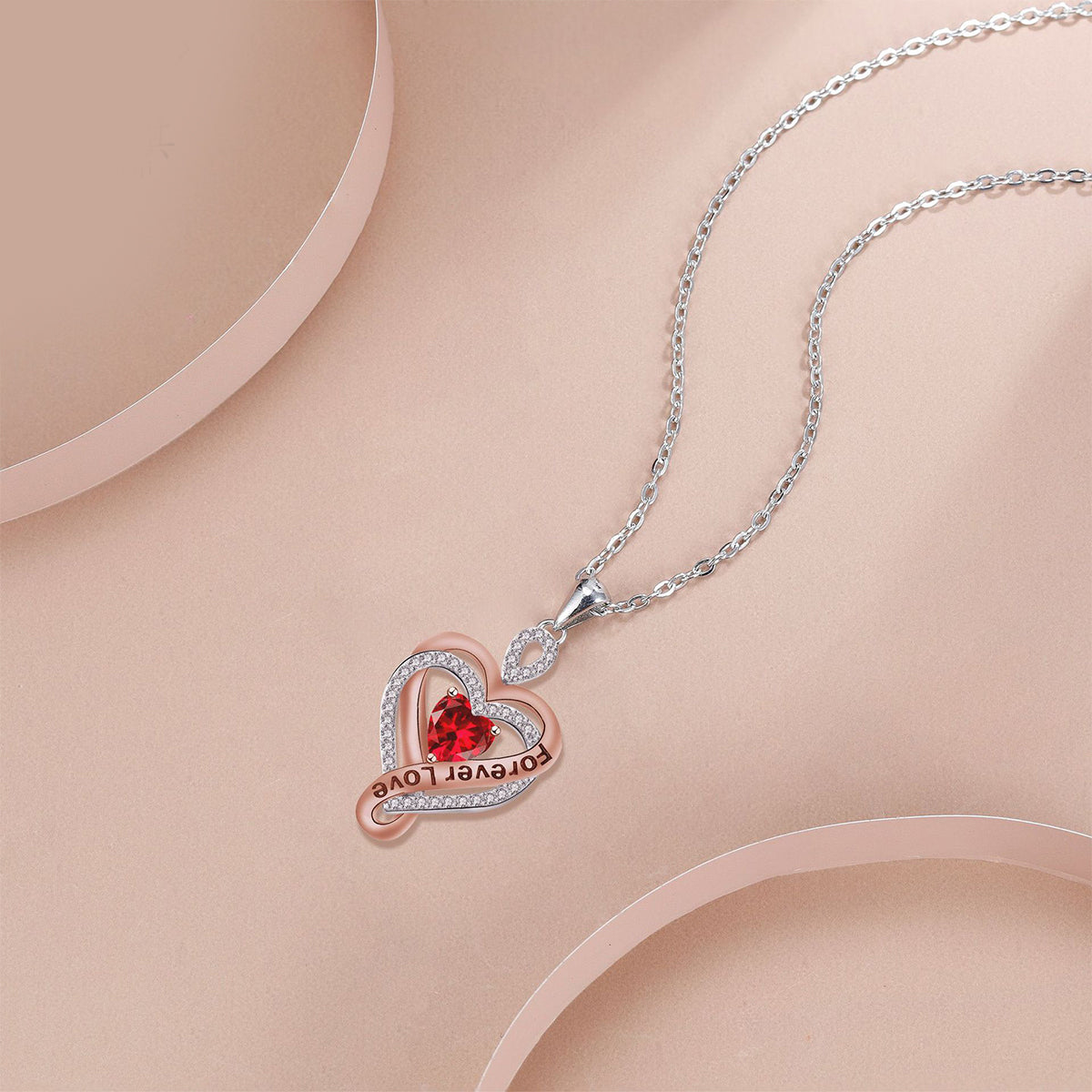 Copper With Silver/Rosegold Plated Heart Pendant Necklace