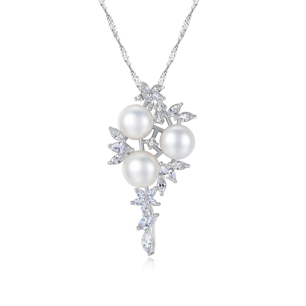 925 Sterling Silver Natural Pearl Drop Necklace Fashion Jewelry Gift for Women Girls