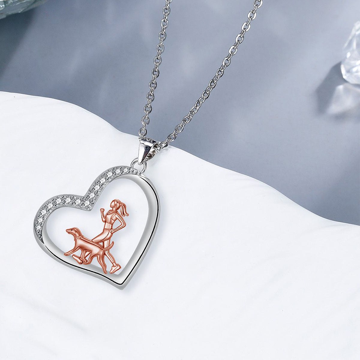 Copper With Silver/Rosegold Plated Heart Pendant Necklace