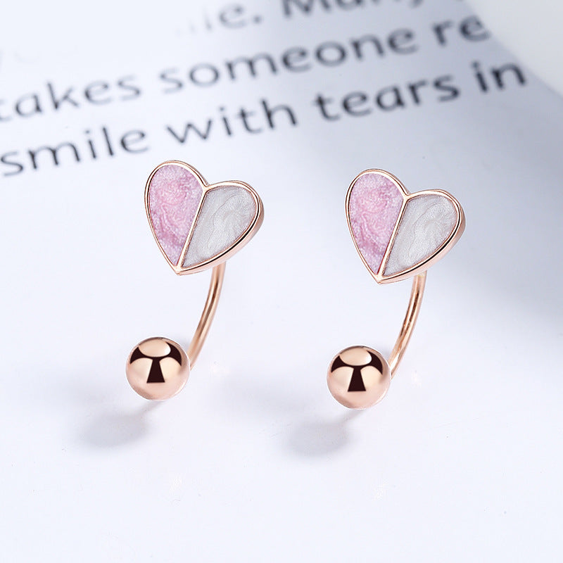 925 Sterling Silver Heart Screwed Earrings