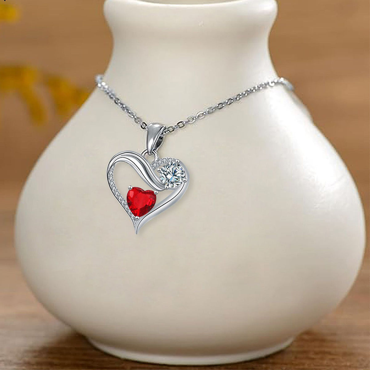 Copper With Silver Plated Heart Pendant Necklace