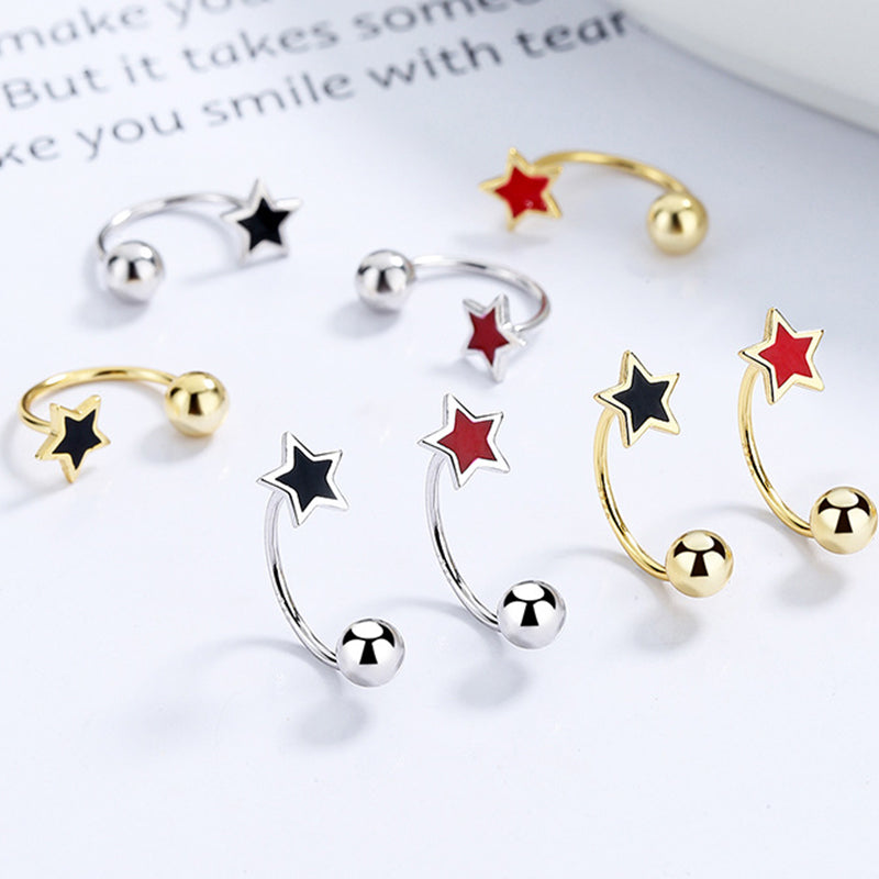 925 Sterling Silver Star Screw Back Stud Earrings