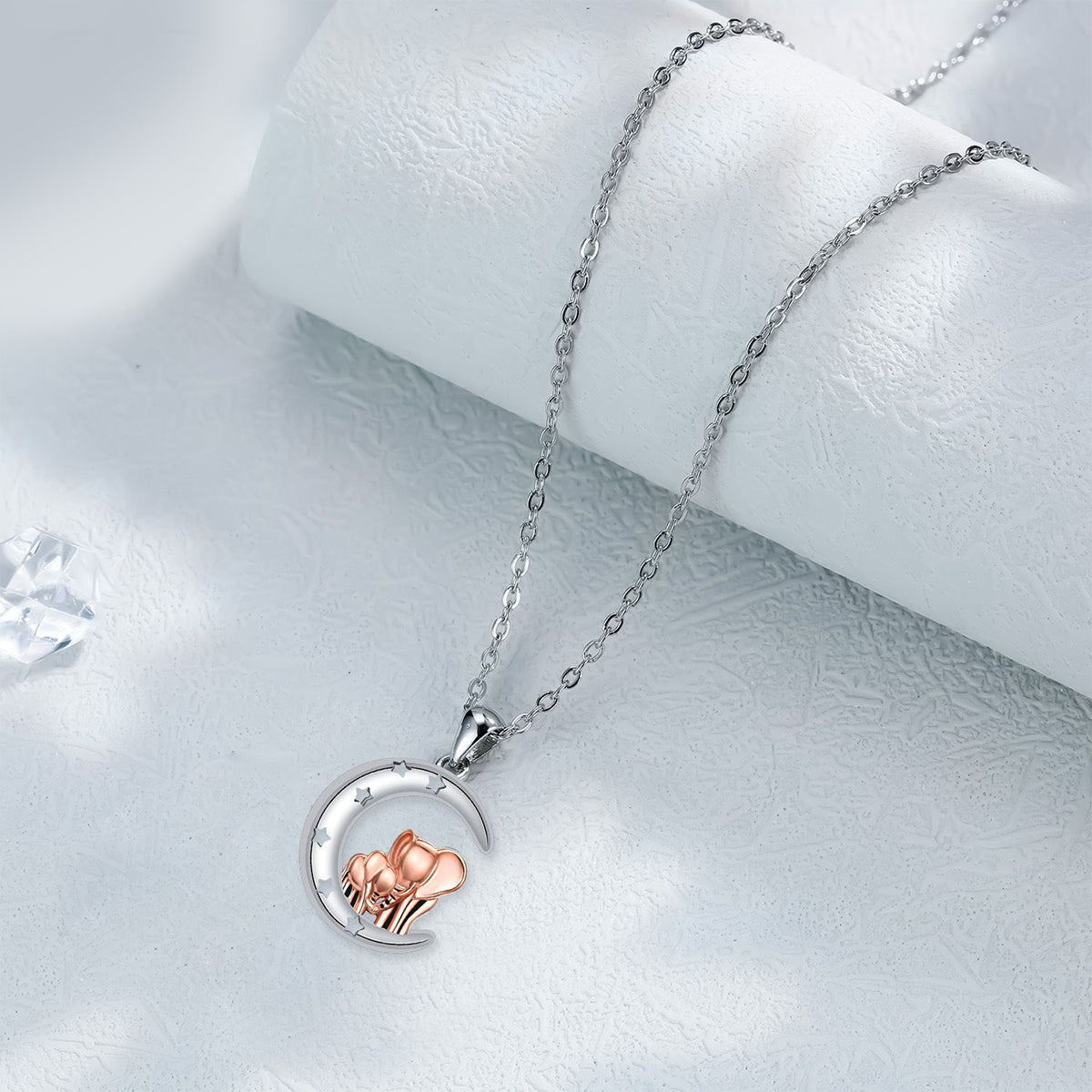 Copper With Silver/Rosegold Plated Moon Pendant Necklace