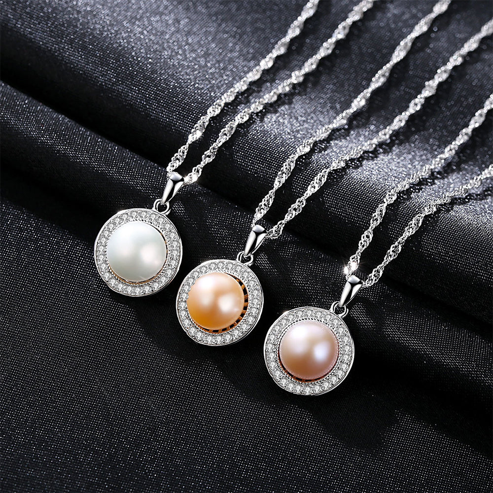 925 Sterling Silver Natural Pearl Drop Necklace Fashion Jewelry Gift for Women Girls