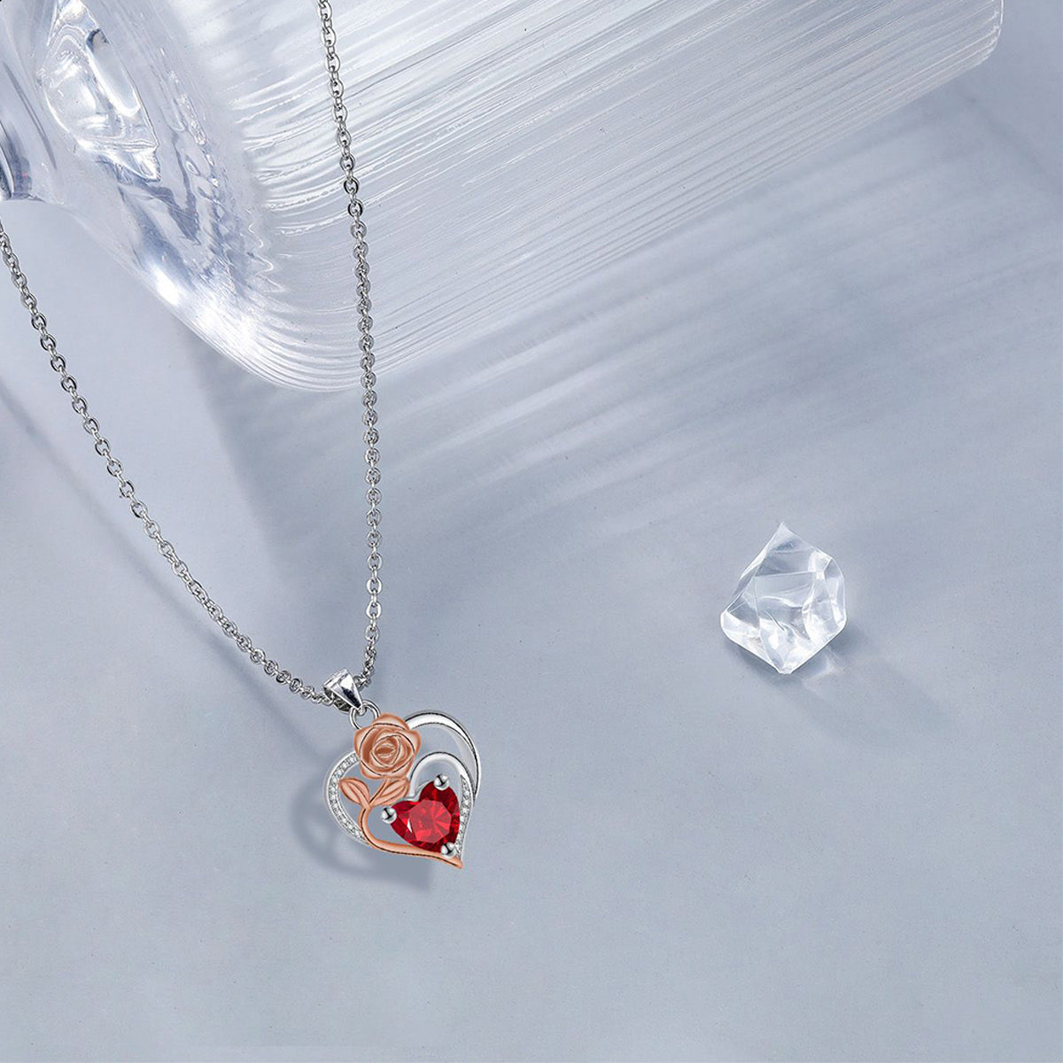 Copper With Silver/Rosegold Plated Heart Pendant Necklace