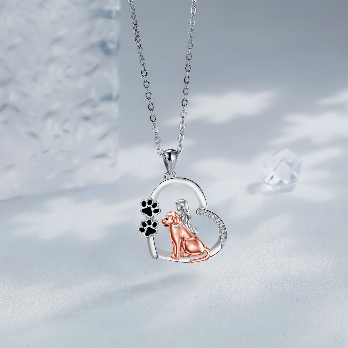 Copper With Silver/Rosegold Plated Heart Pendant Necklace