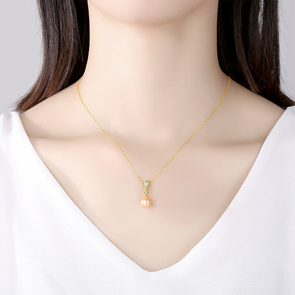 925 Sterling Silver Natural Pearl Drop Necklace Fashion Jewelry Gift for Women Girls