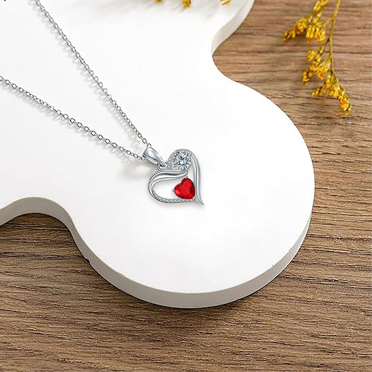 Copper With Silver Plated Heart Pendant Necklace