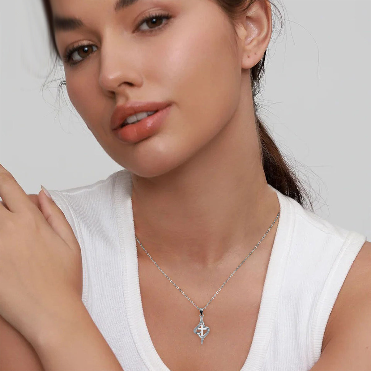 Copper With Silver Plated Heart Pendant Necklace
