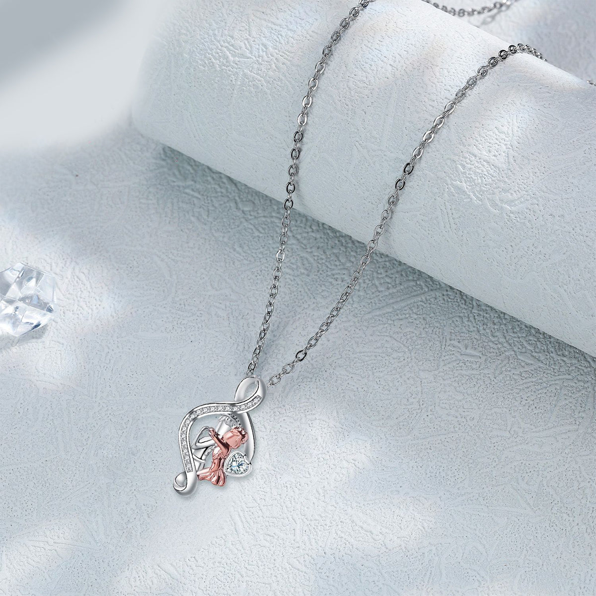 Copper With Silver/Rosegold Plated Heart Pendant Necklace