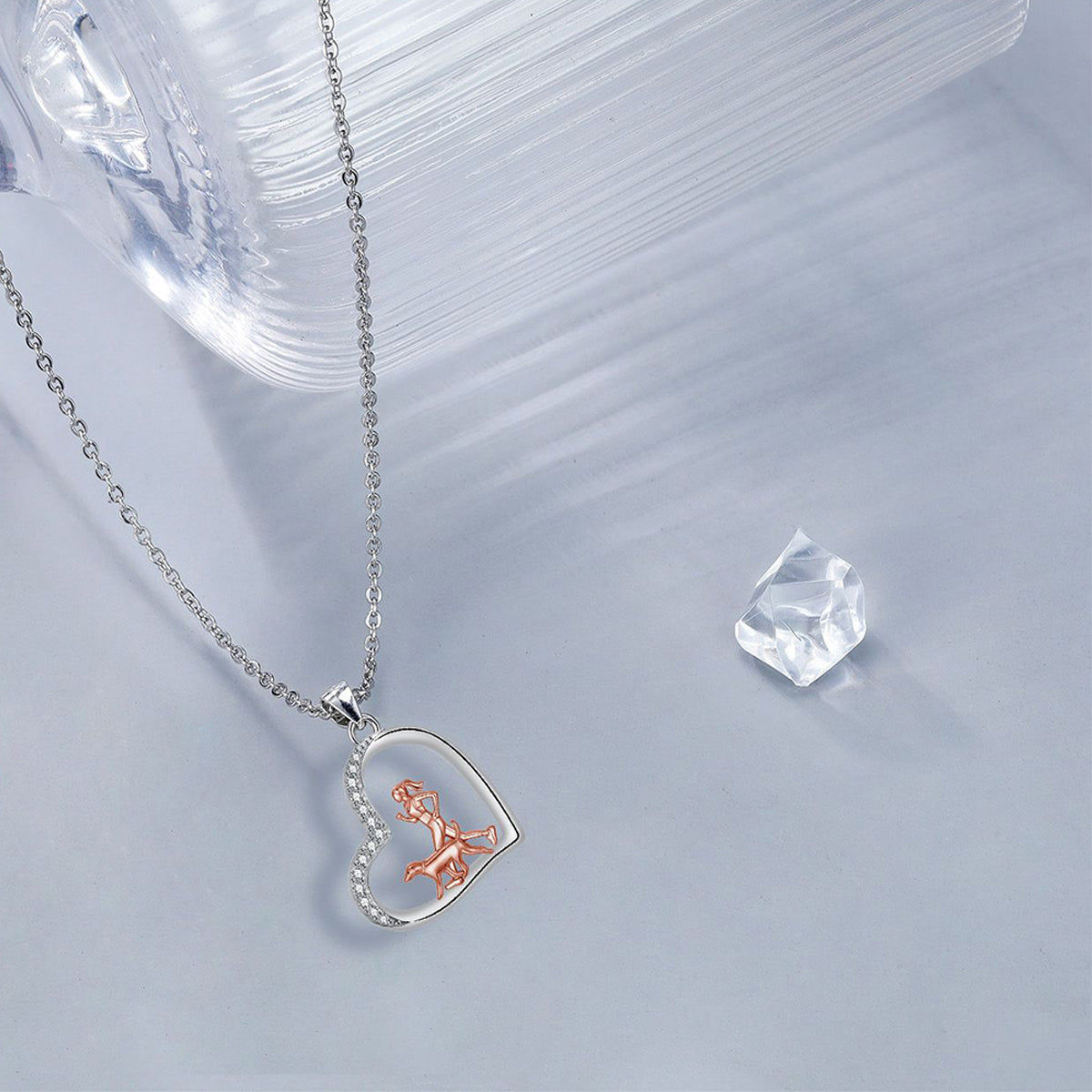 Copper With Silver/Rosegold Plated Heart Pendant Necklace