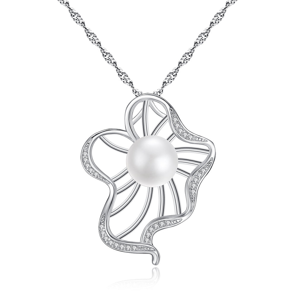 925 Sterling Silver Natural Pearl Drop Necklace Fashion Jewelry Gift for Women Girls