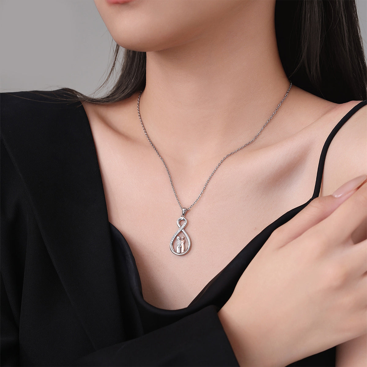 Copper With Silver/Rosegold Plated Infinity Pendant Necklace
