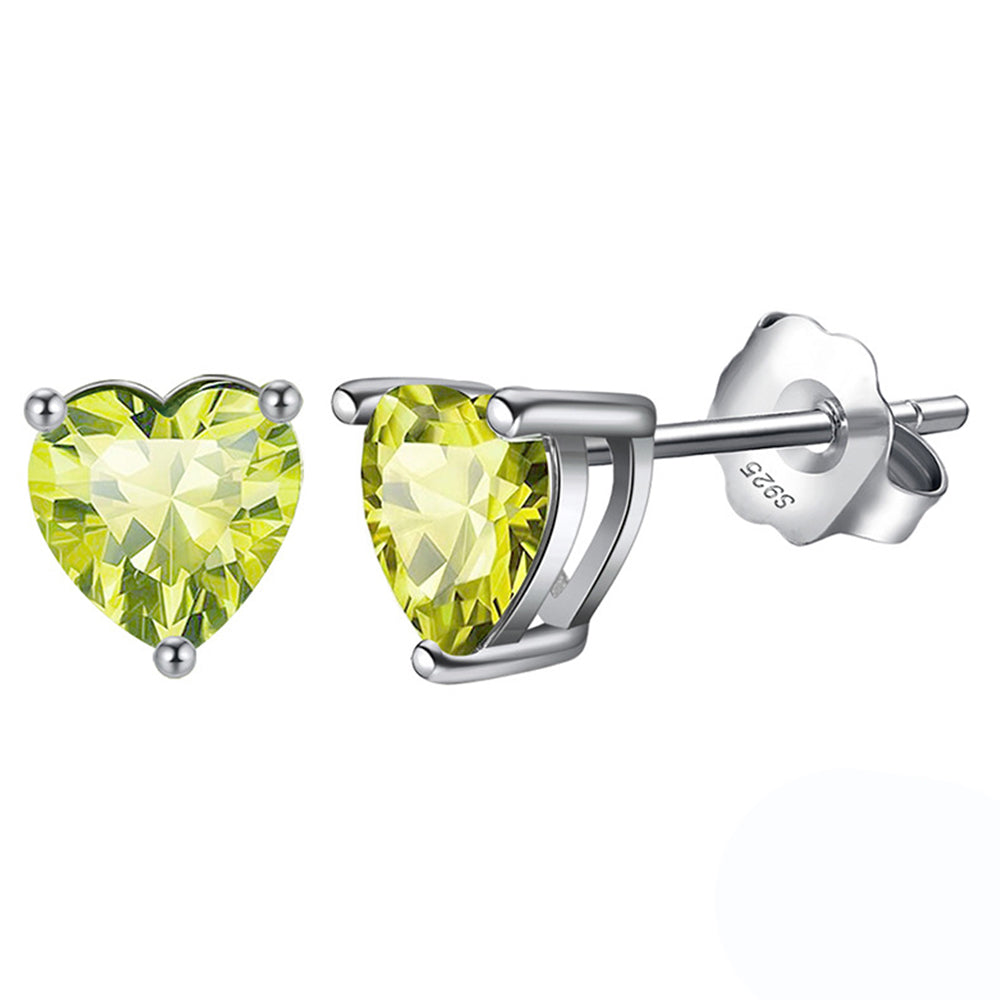 925 Sterling Silver Birthstone Heart Earrings