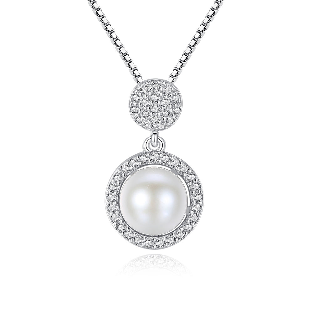 925 Sterling Silver Natural Pearl Drop Necklace Fashion Jewelry Gift for Women Girls