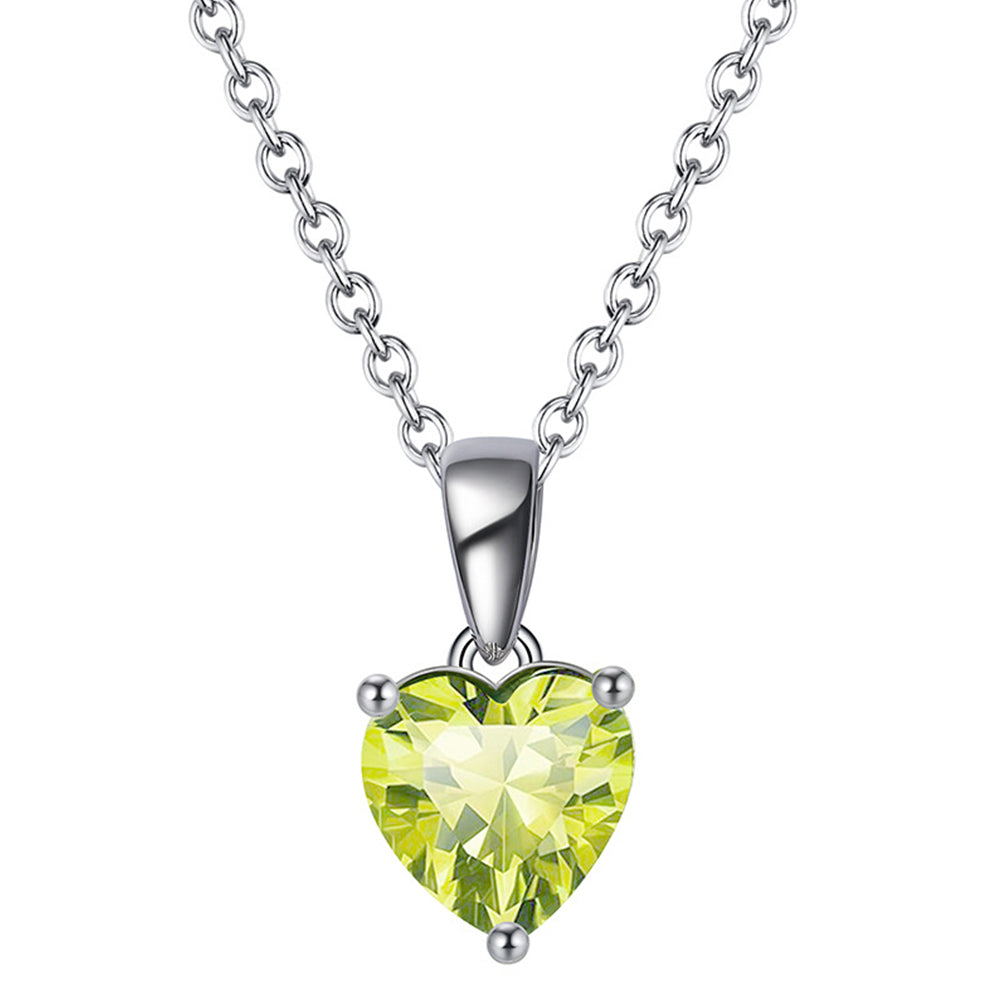 925 Sterling Silver Birthstone Heart Necklace