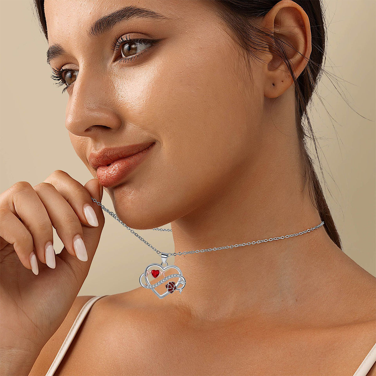 Copper With Silver/Rosegold Plated Heart Mom Pendant Necklace