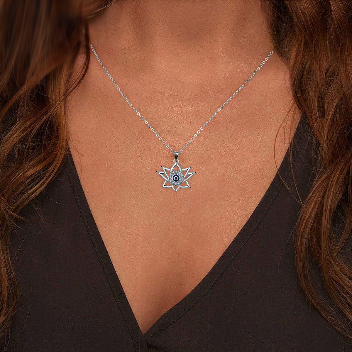 Copper With Silver Plated Eye Pendant Necklace