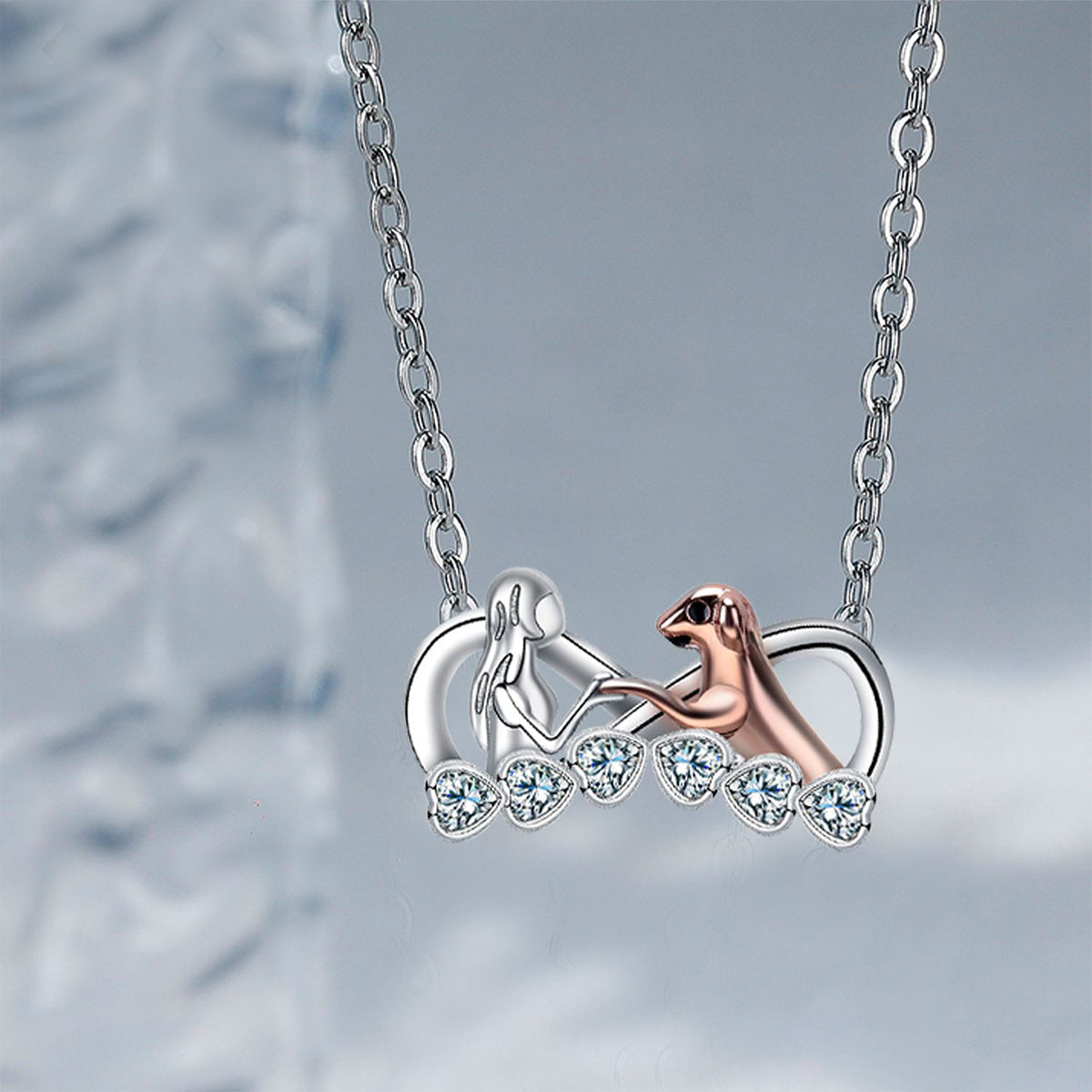 Copper With Silver/Rosgold Plated Infinity Pendant Necklace