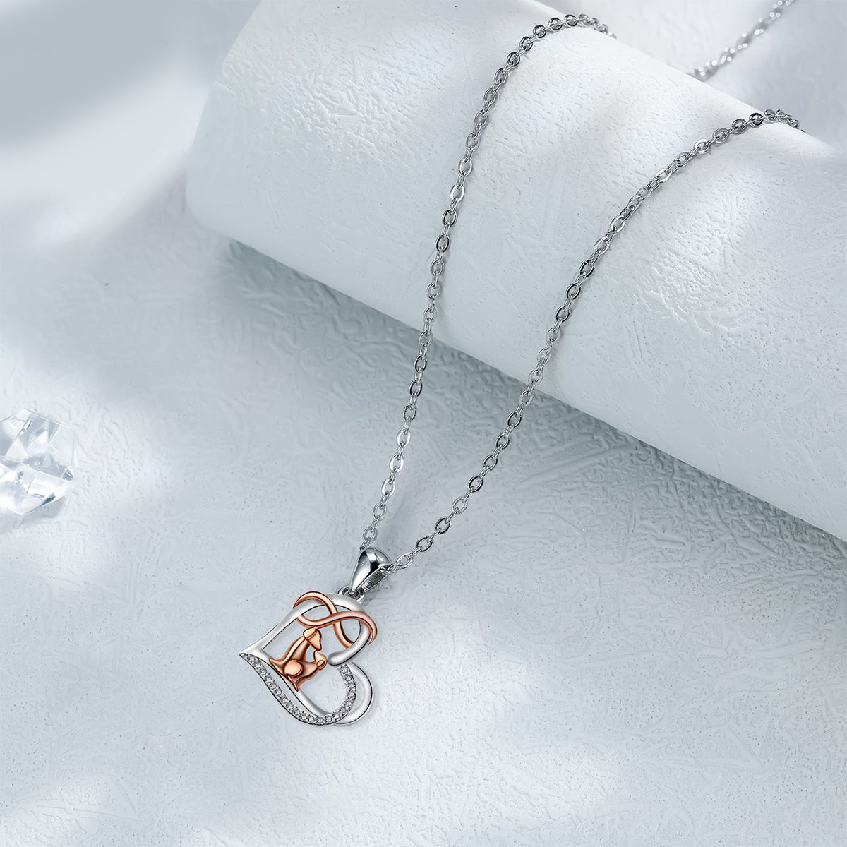 Copper With Silver/Rosegold Plated Heart Pendant Necklace
