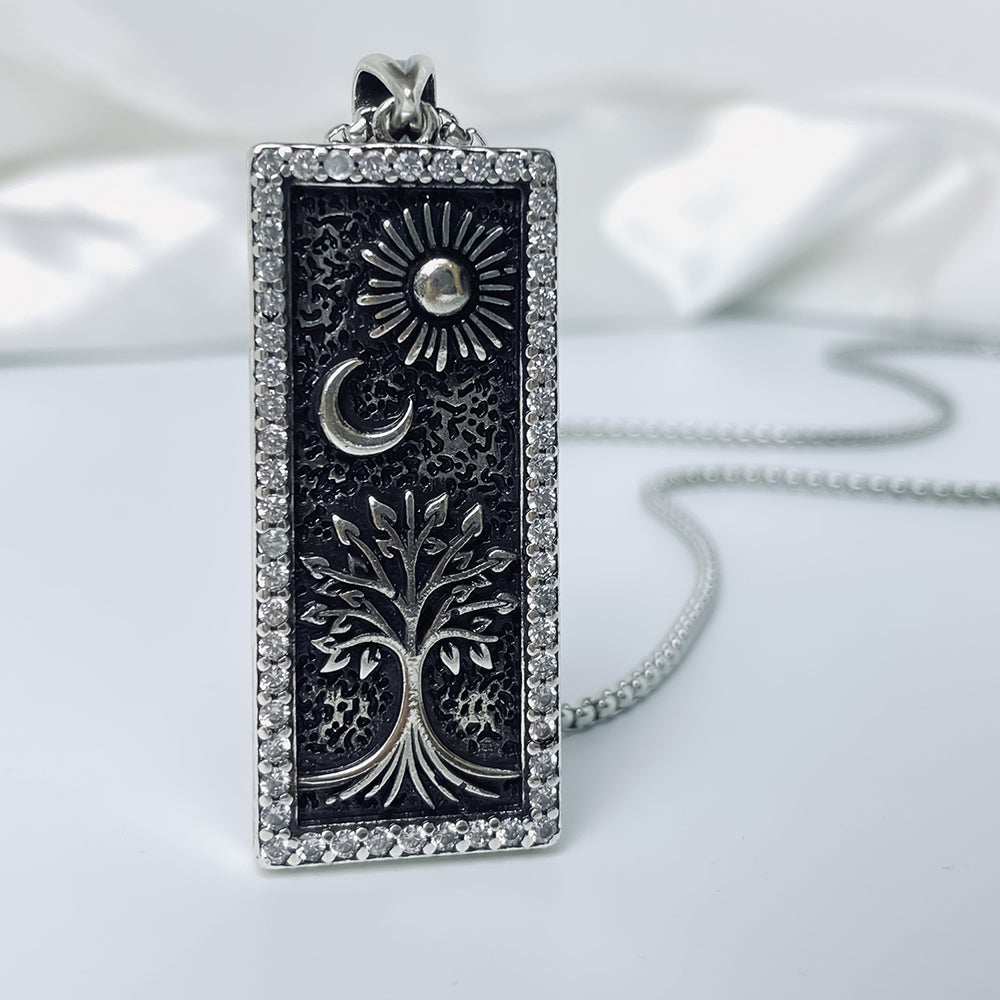 Star Moon Life Tree Pendant Necklace, Men Women's Fashion Jewelry, Perfect for Parties & Gifts, Elegant Accessory for Everyday Wear