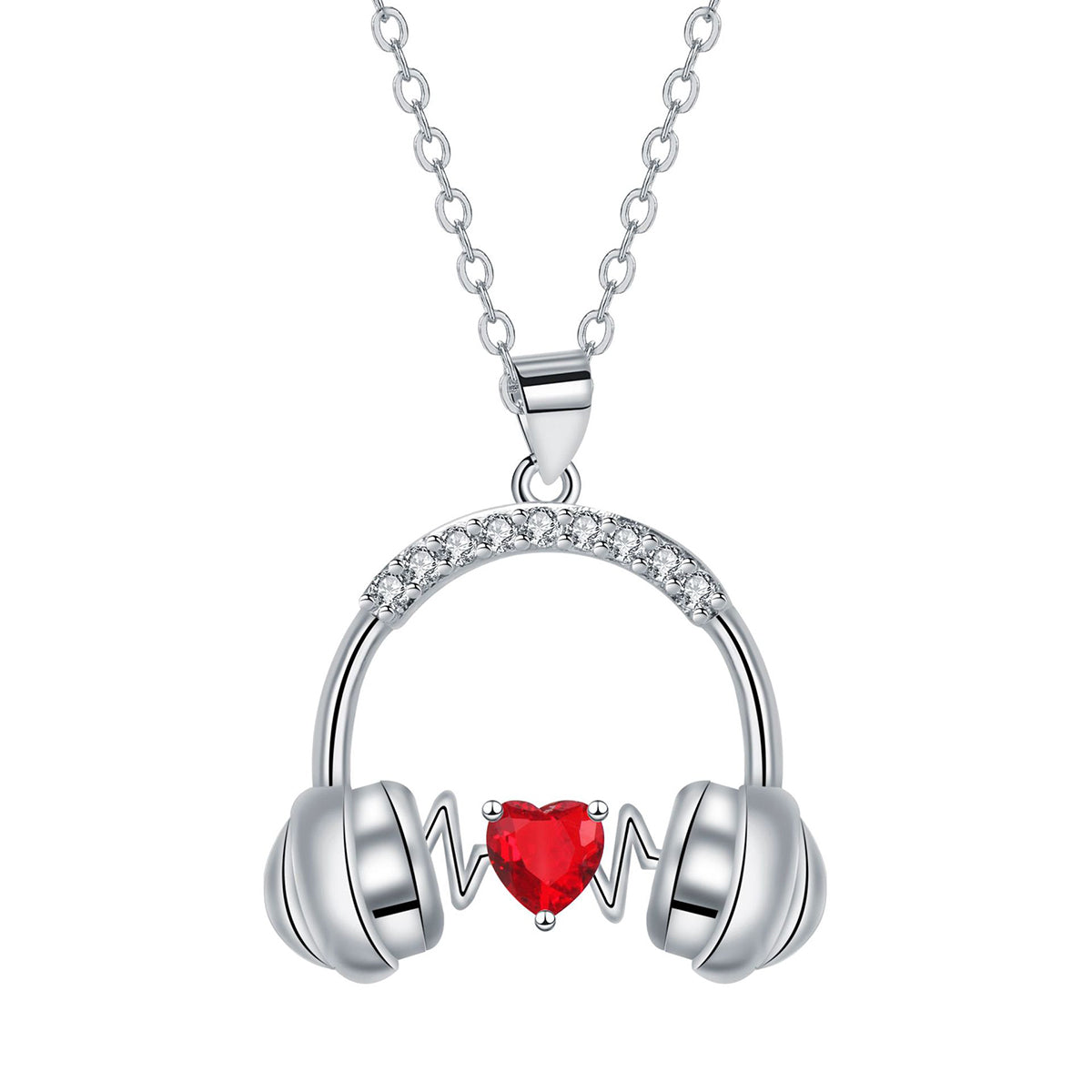 Copper With Silver Plated Earphone Pendant Necklace