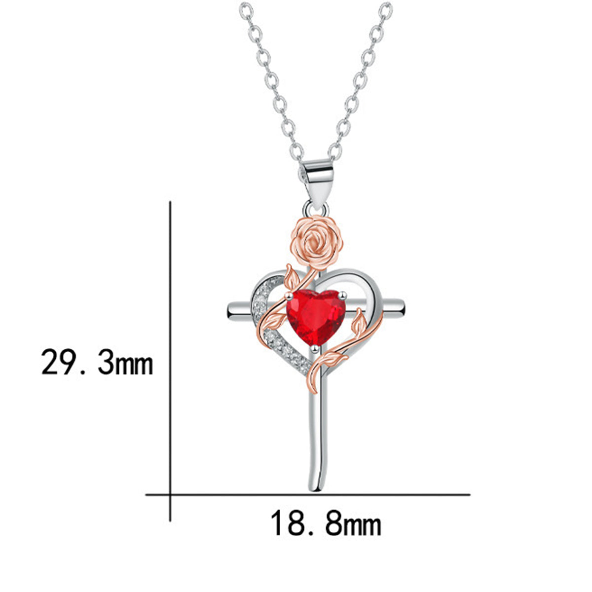 Copper With Silver/Rosegold Plated Heart Pendant Necklace