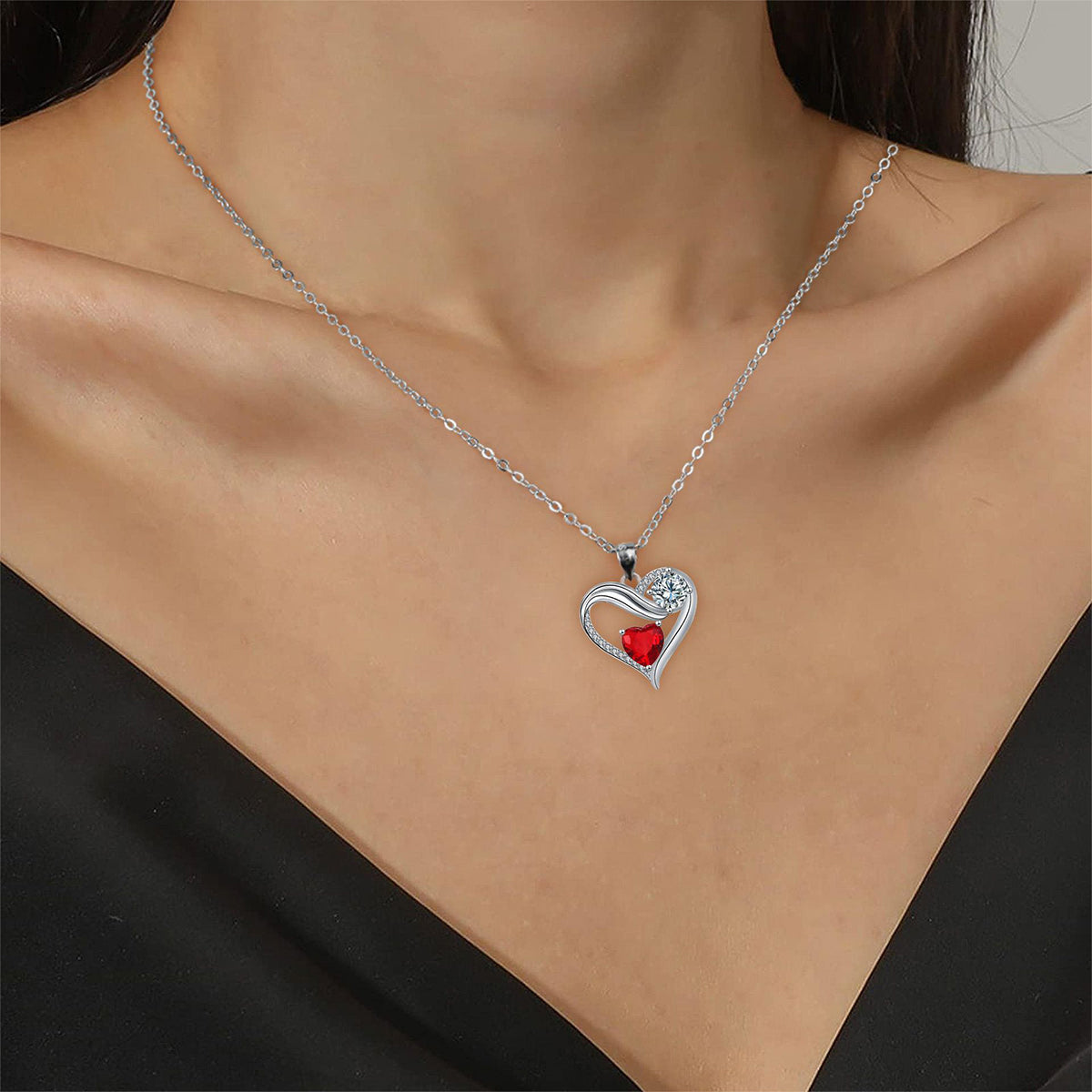 Copper With Silver Plated Heart Pendant Necklace