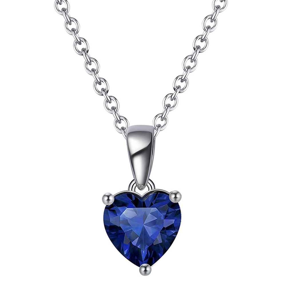 925 Sterling Silver Birthstone Heart Necklace