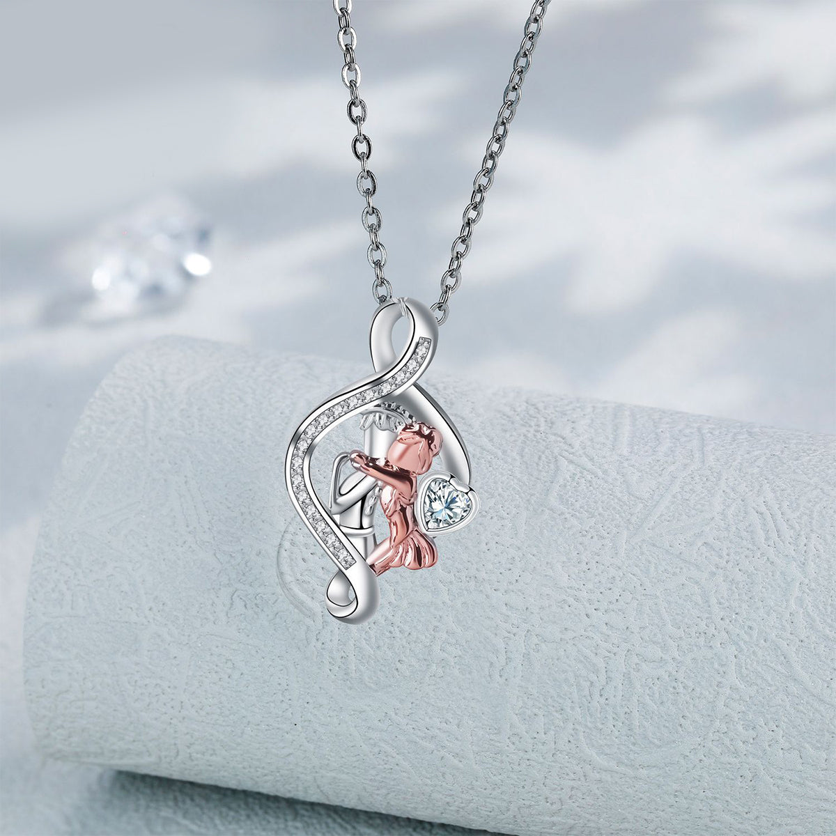 Copper With Silver/Rosegold Plated Heart Pendant Necklace