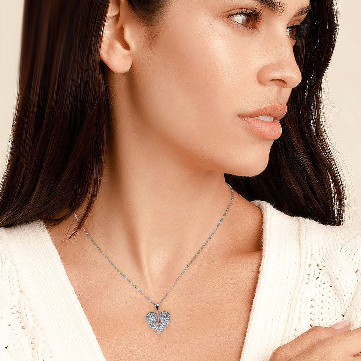 Copper With Silver/Rosegold Plated Heart Pendant Necklace