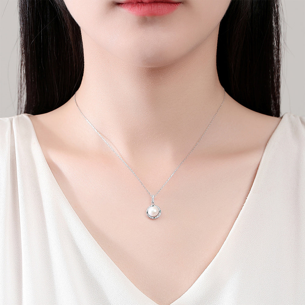 925 Sterling Silver Natural Pearl Drop Necklace Fashion Jewelry Gift for Women Girls